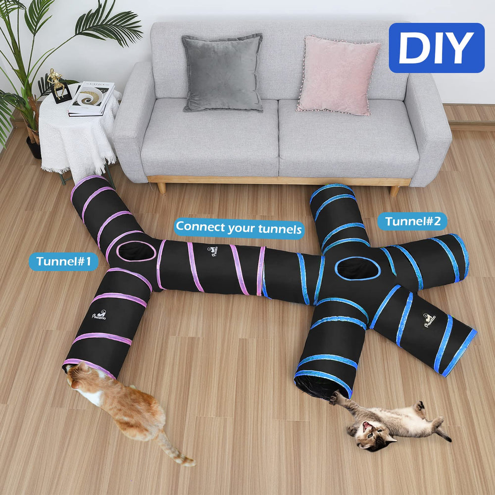 Pawaboo tunel-interactivo con campana y bola, atrae atención y juego.