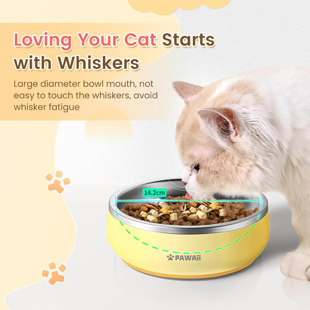 Pawaii tazón color queso amarillo, diseño moderno para mascotas pequeñas