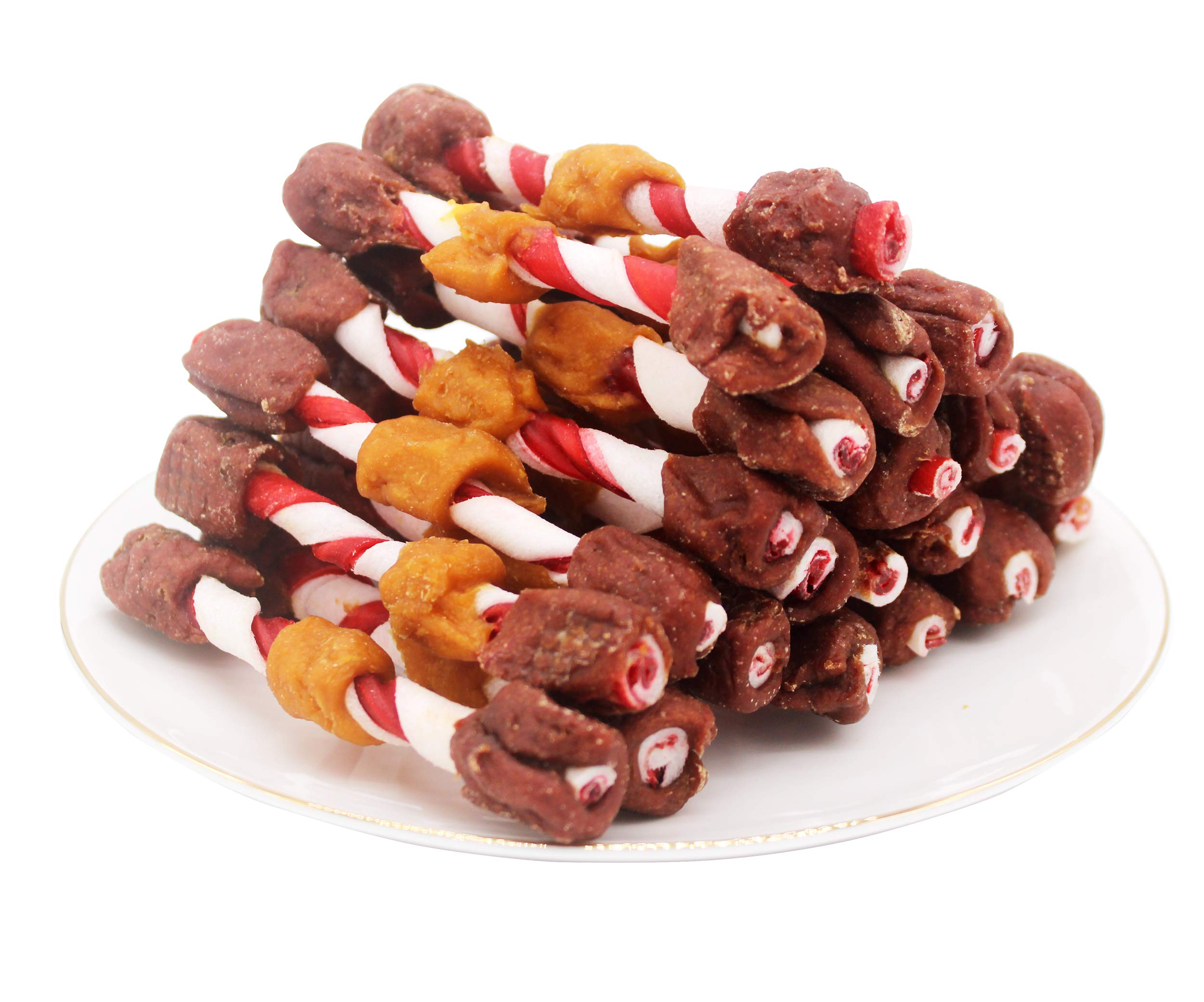 Pawant brochetas para perros de sabor triple, ideales para premiar durante el entrenamiento.