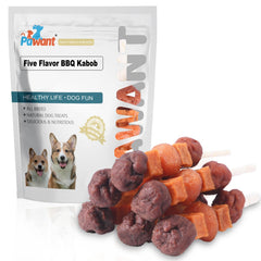 Pawant brochetas de sabores múltiples, presentación atractiva para perros activos.