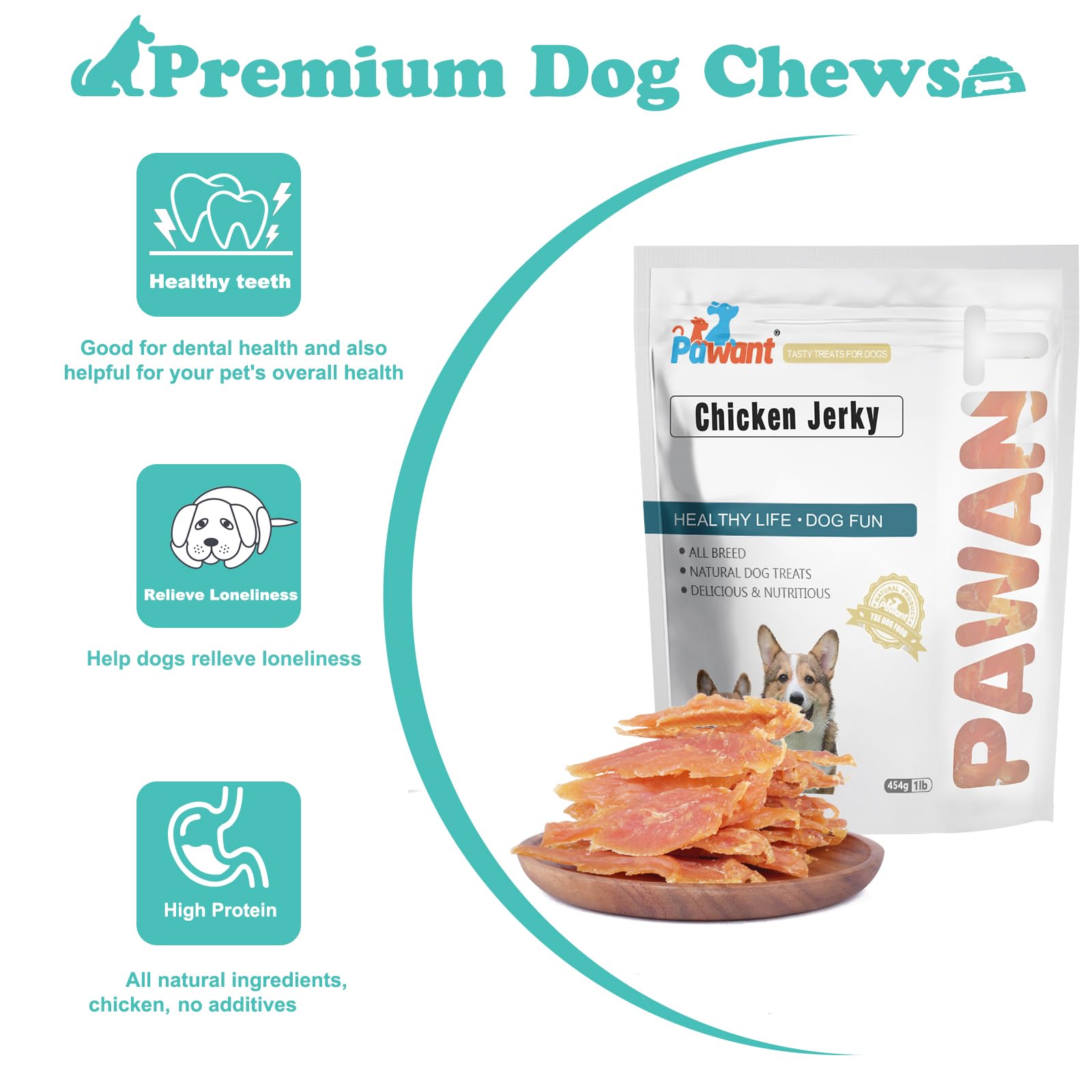 Jerky de Pawant: textura firme para morder y mantener la atención del perro.