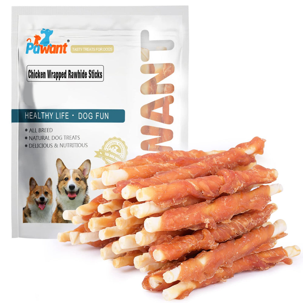 Pawant palitos pellejo pollo envueltos para higiene dental y aliento fresco.