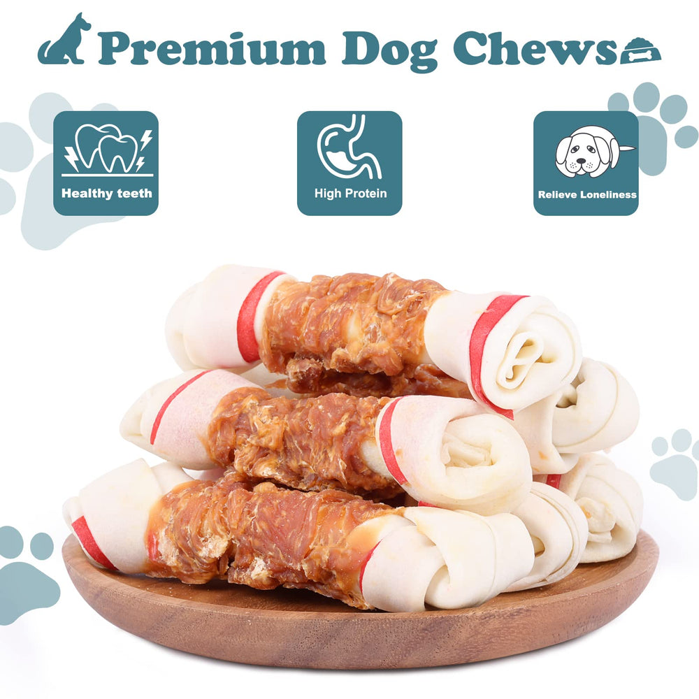 Pawant higiene dental con hueso rawhide de pollo para masticación saludable.