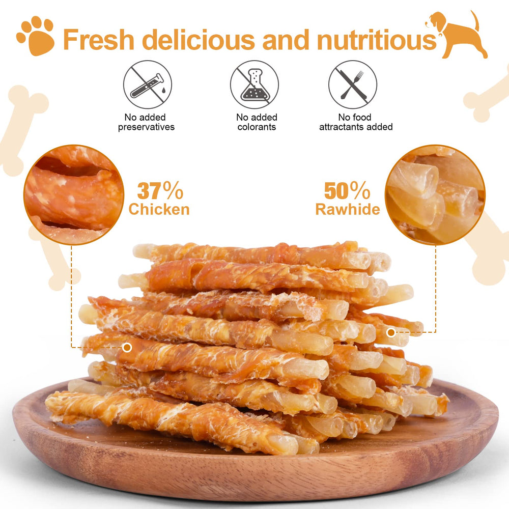 Pawant twists de pollo envueltos, opción masticable para perros durante entrenamiento.