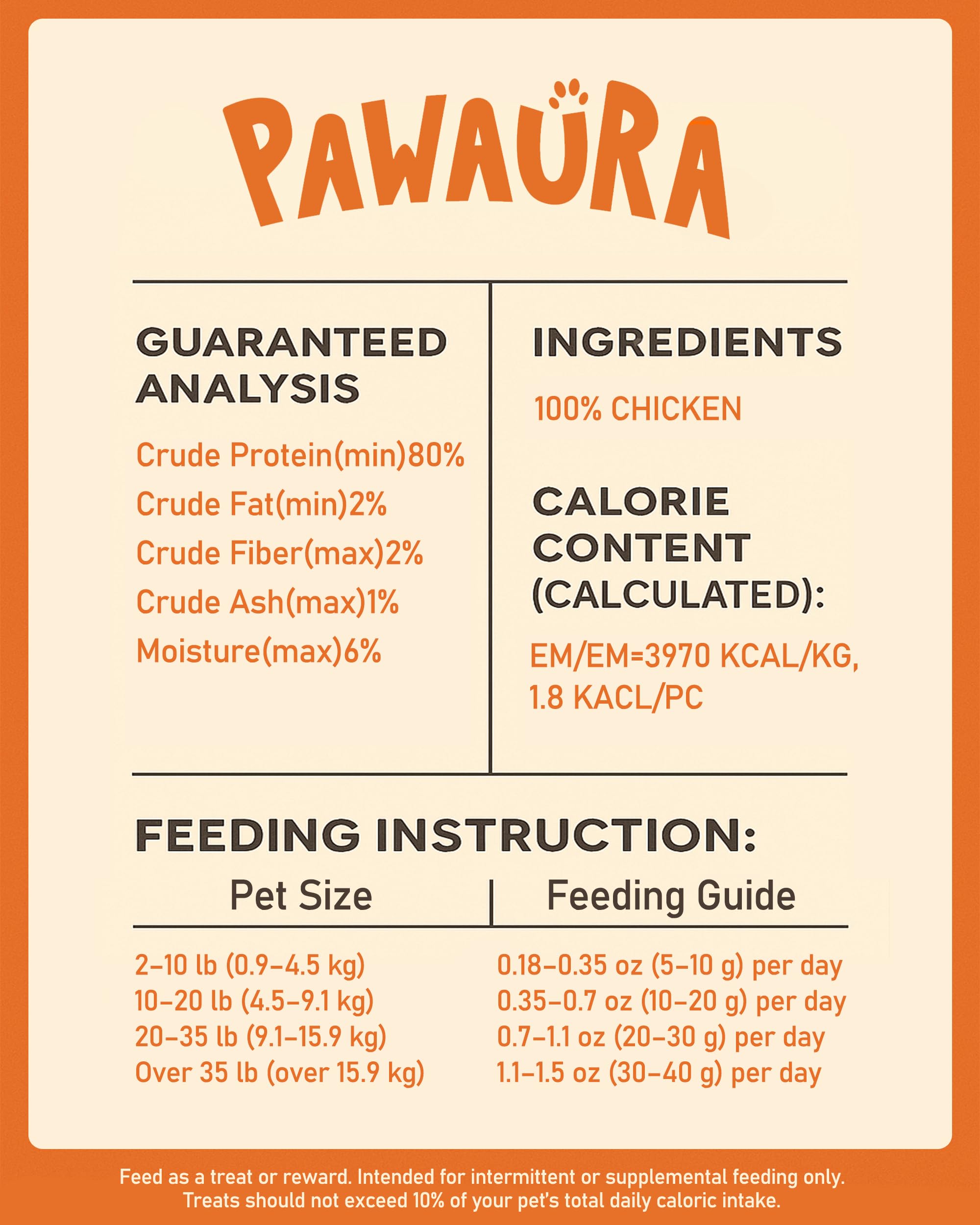 Snack de pollo de Pawaura apto para perros y gatos