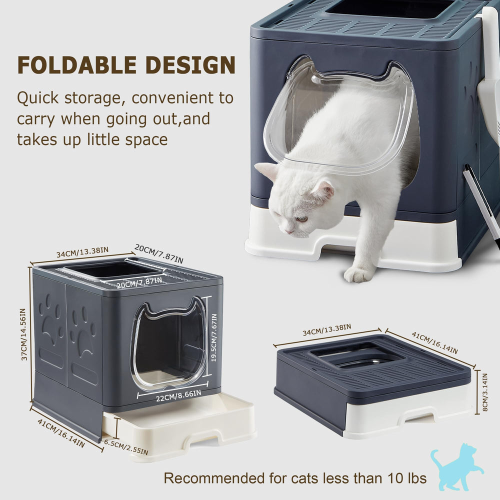 Pawayes caja de arena para gato con puerta frontal: acceso controlado para comodidad del felino