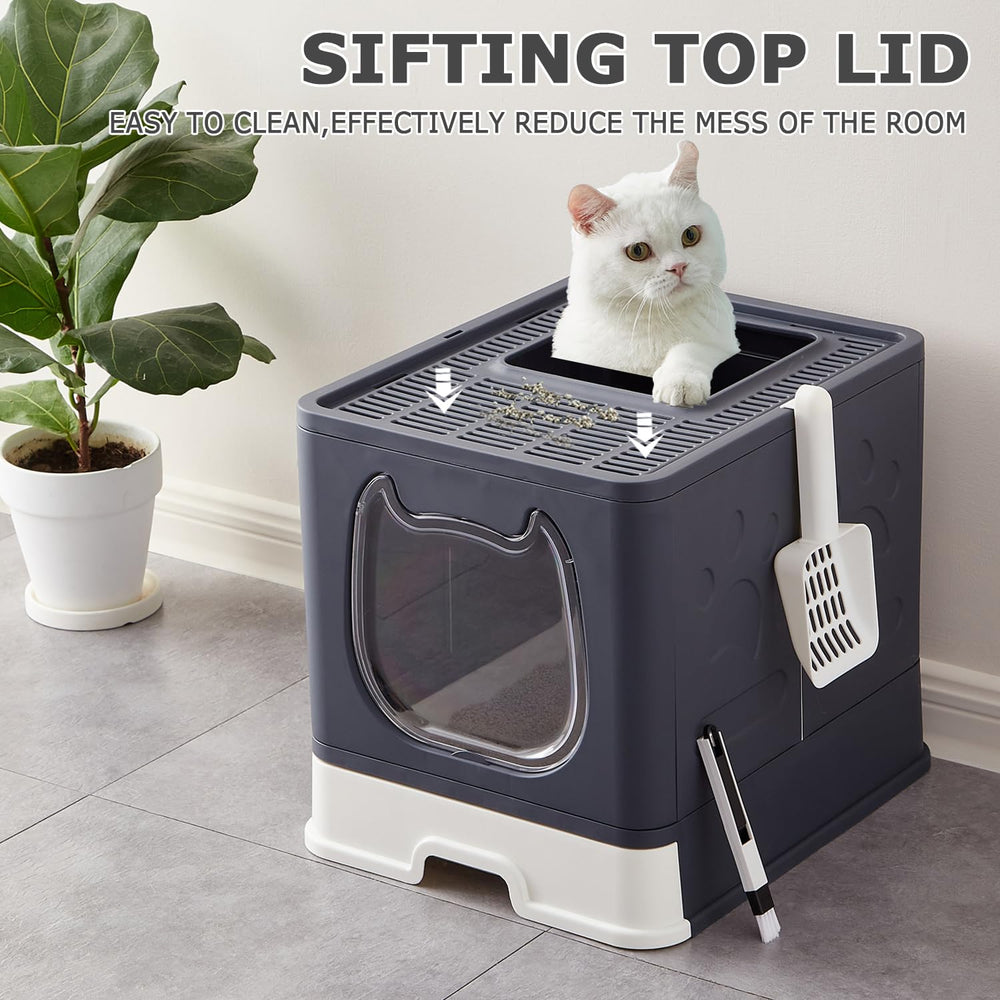 Pawayes caja de arena para gato tapa filtrante que devuelve la arena al interior