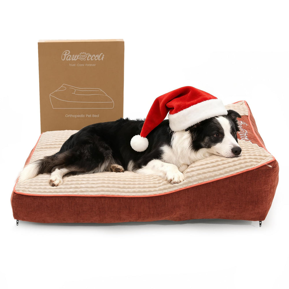 Pawccoli cama para perro grande plana con funda removible para lavado fácil.