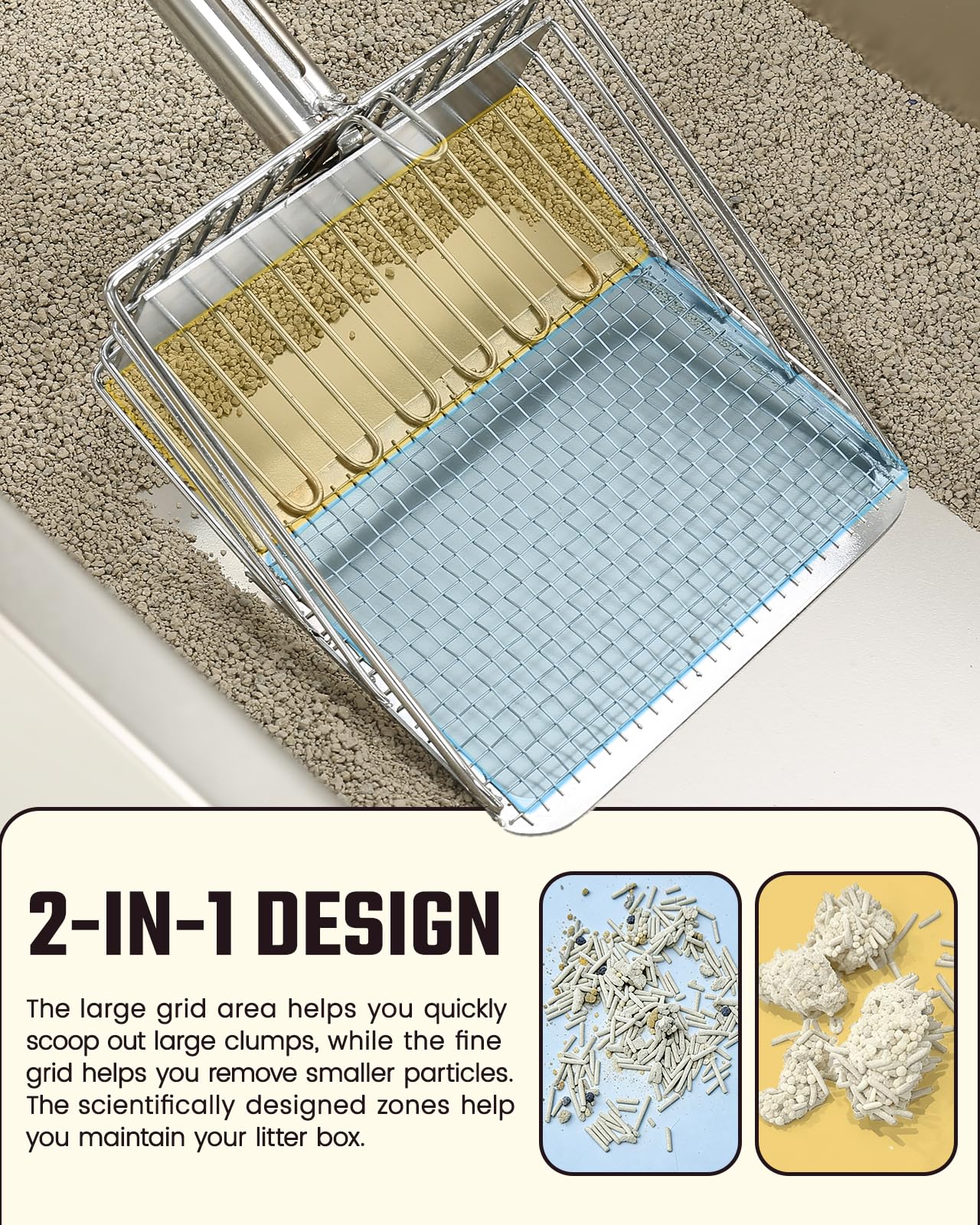 Pawccoli colador con doble modo, ideal para grumos grandes y finos.