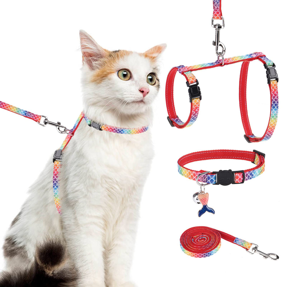 PAWCHIE arnés con conjunto para gato multicolor para paseos seguros al aire libre