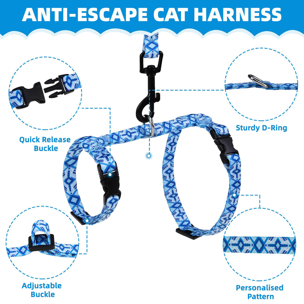 PAWCHIE arnés para gatos azul, vista trasera, ajuste cómodo