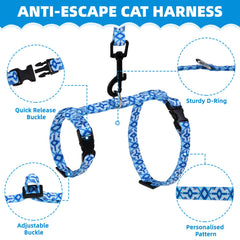 PAWCHIE arnés para gatos azul, vista trasera, ajuste cómodo