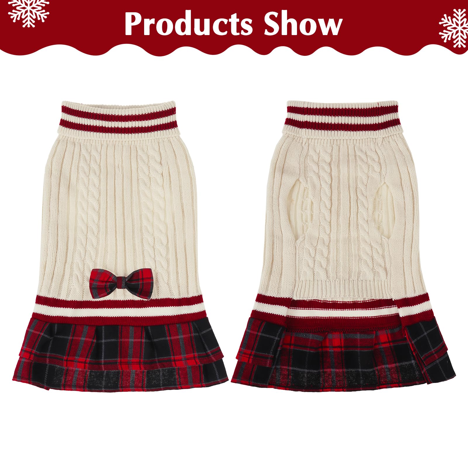 PAWCHIE vestido-sudadera plisado a cuadros rojo con lazo, estilo invernal.