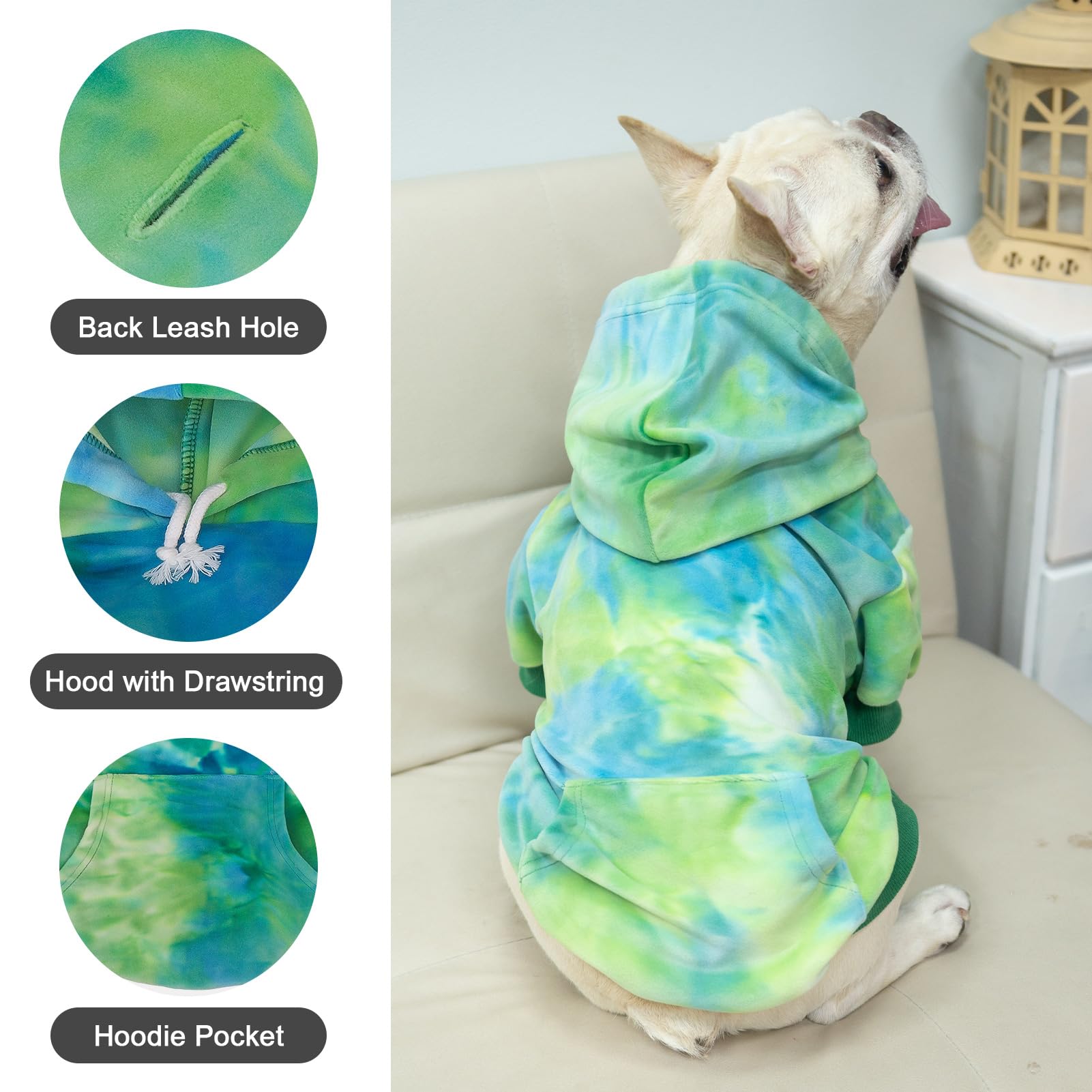 PAWCHIE hoodie para perro, bolsillo trasero práctico para paseos