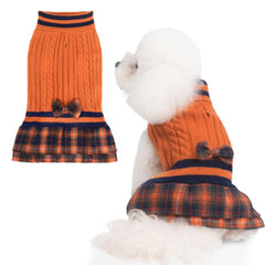 PAWCHIE suéter-vestido de otoño con lazo para paseos en días fríos