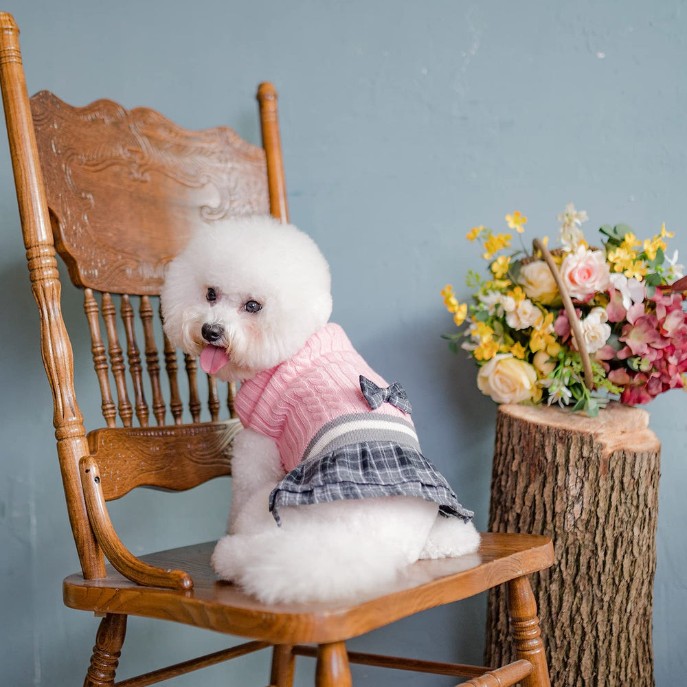PAWCHIE detalle de falda plisada con lazo, estilo festivo para invierno.