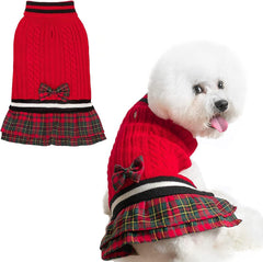 PAWCHIE suéter para perro con lazo rojo, ideal para paseos invernales