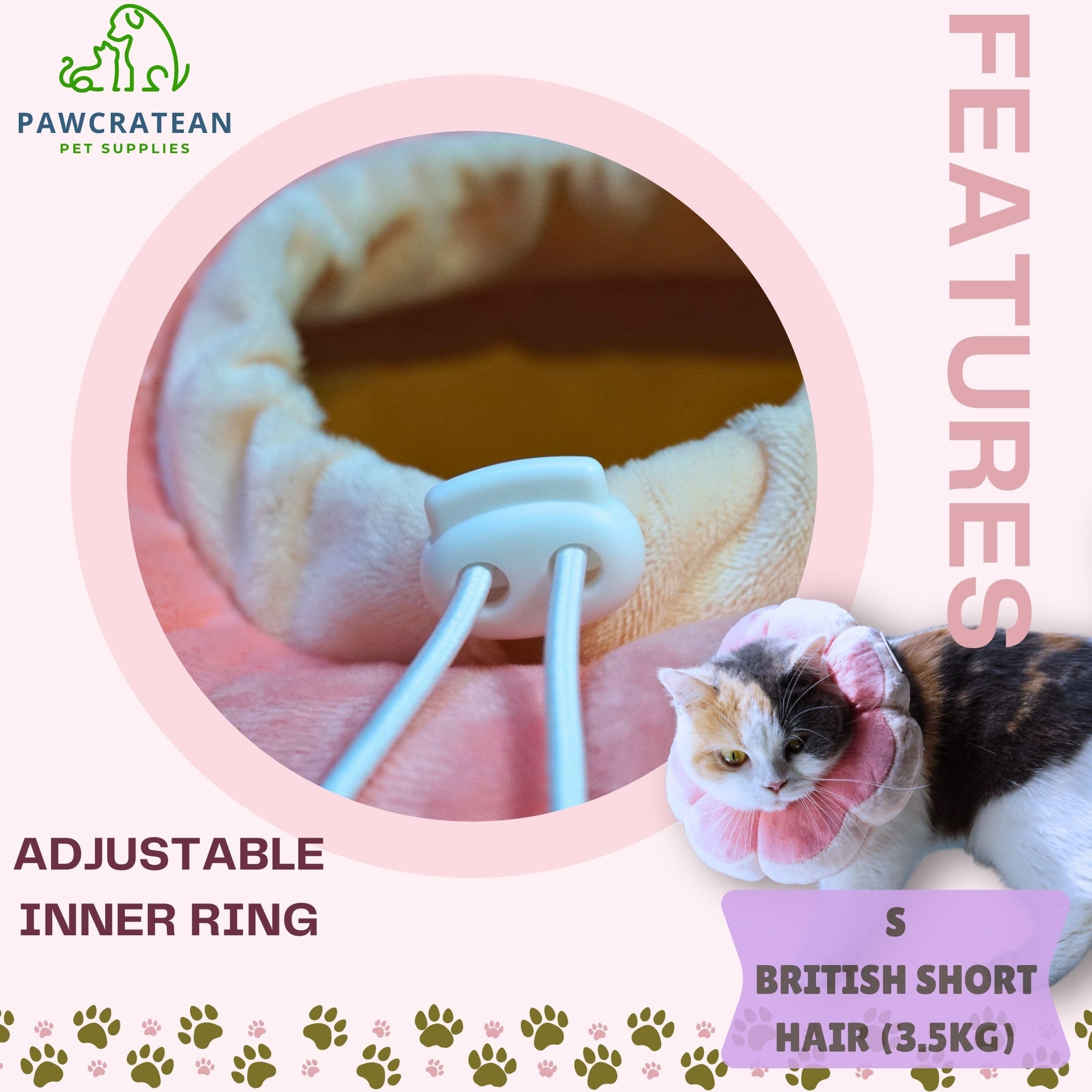 Pawcratean collar Isabelino protección posquirúrgica para heridas
