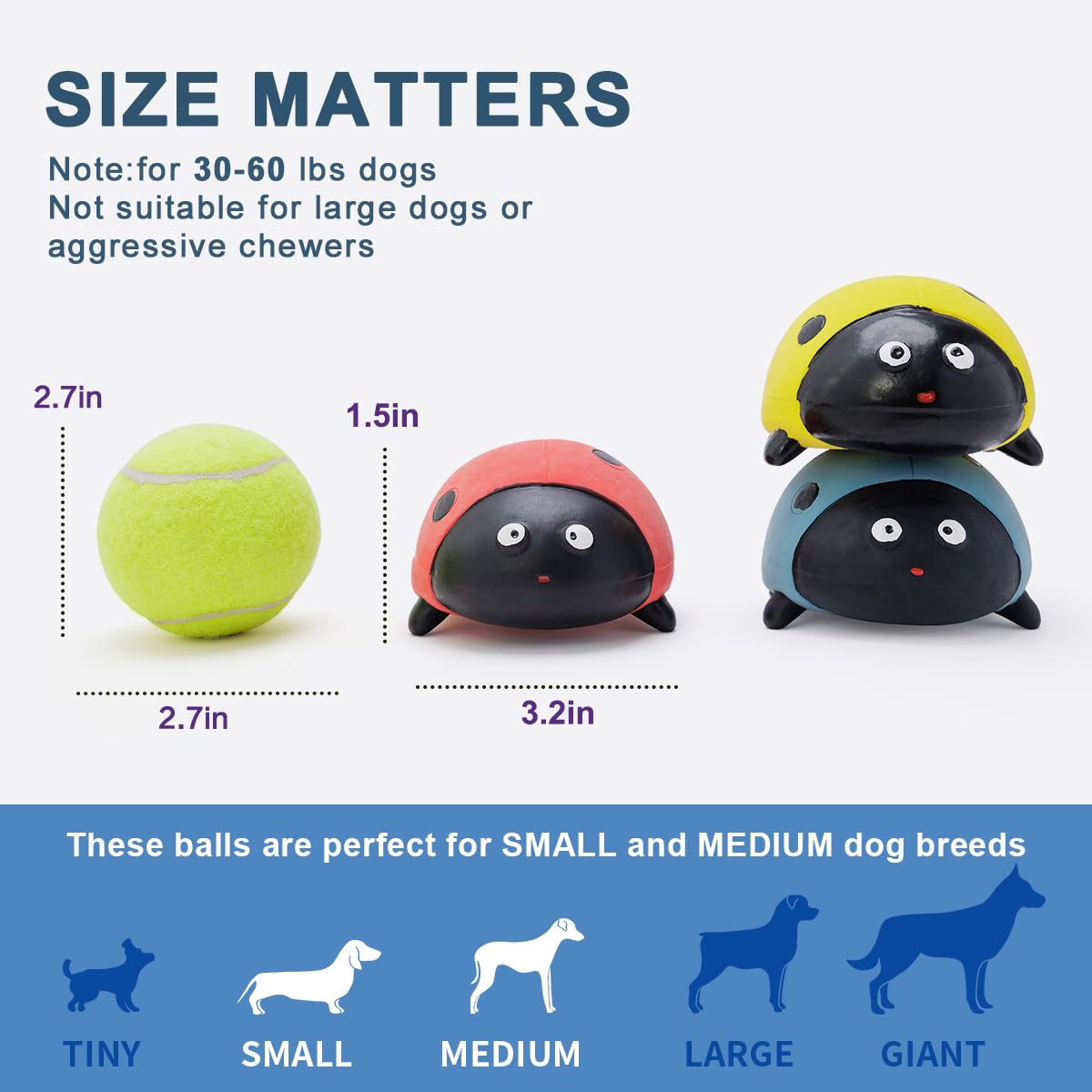 Pawdoer juguete Ladybug colores brillantes para mayor visibilidad.