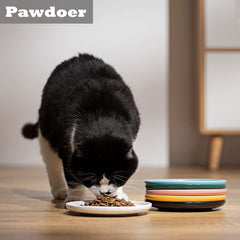 Pawdoer plato ancho y plano de cerámica, ideal para comer sin molestias.