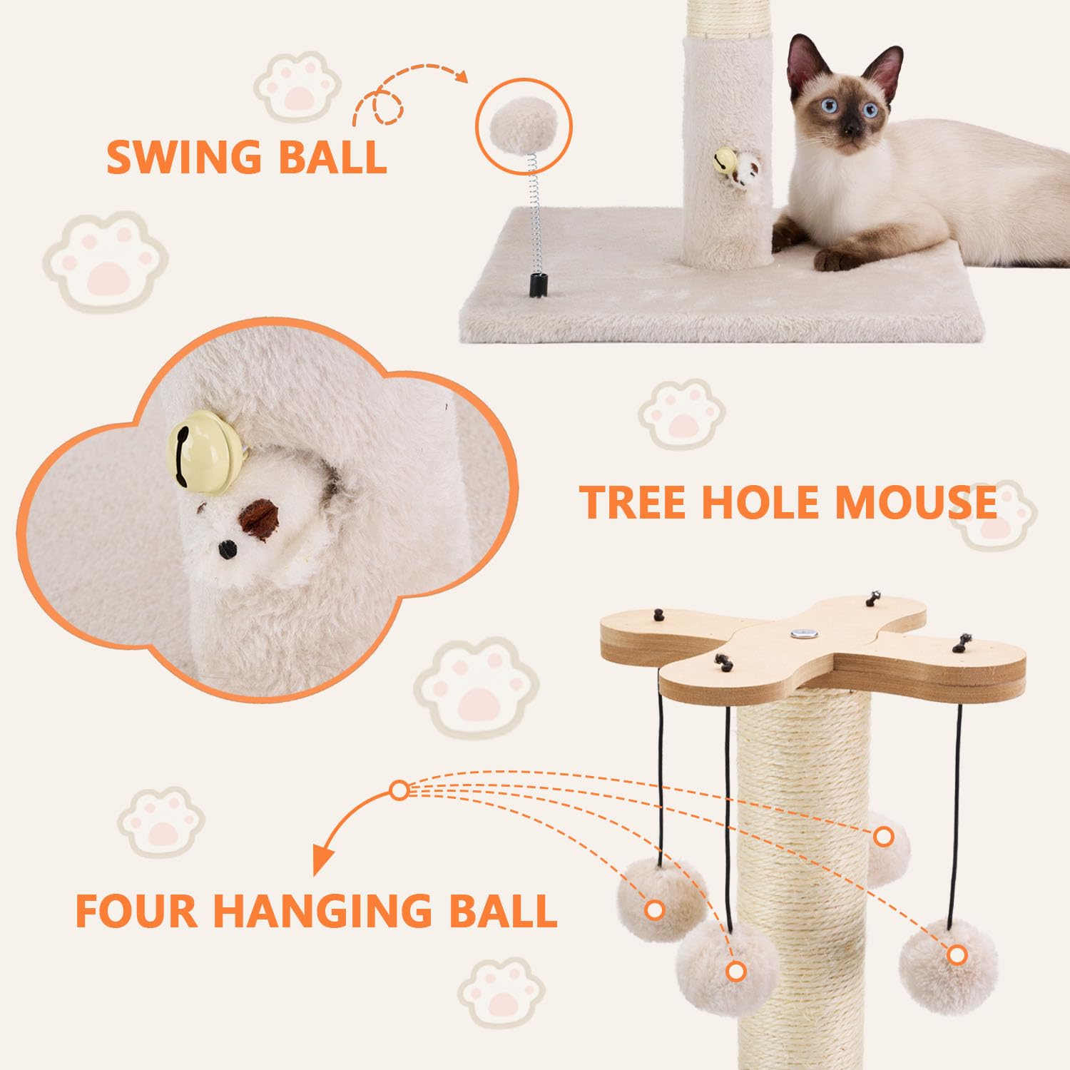 PAWSFANS materiales de densidad y sisal, construcción duradera y segura