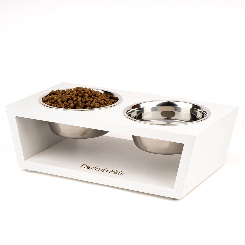 Pawfect Pets tazones elevados 4 pulgadas para perros pequeños y gatos, mejora postura al comer.