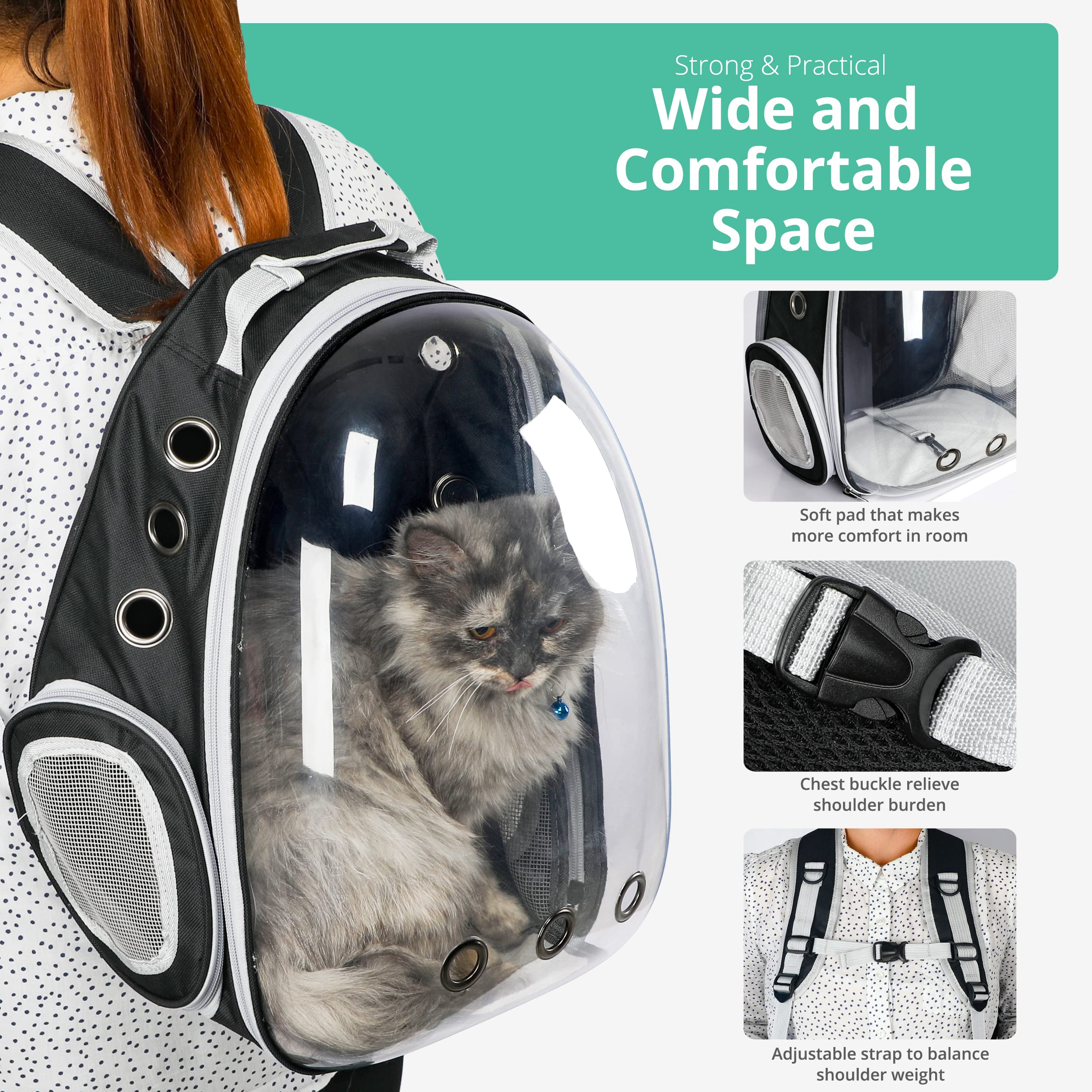 Correas acolchadas y base estable para comodidad durante el transporte