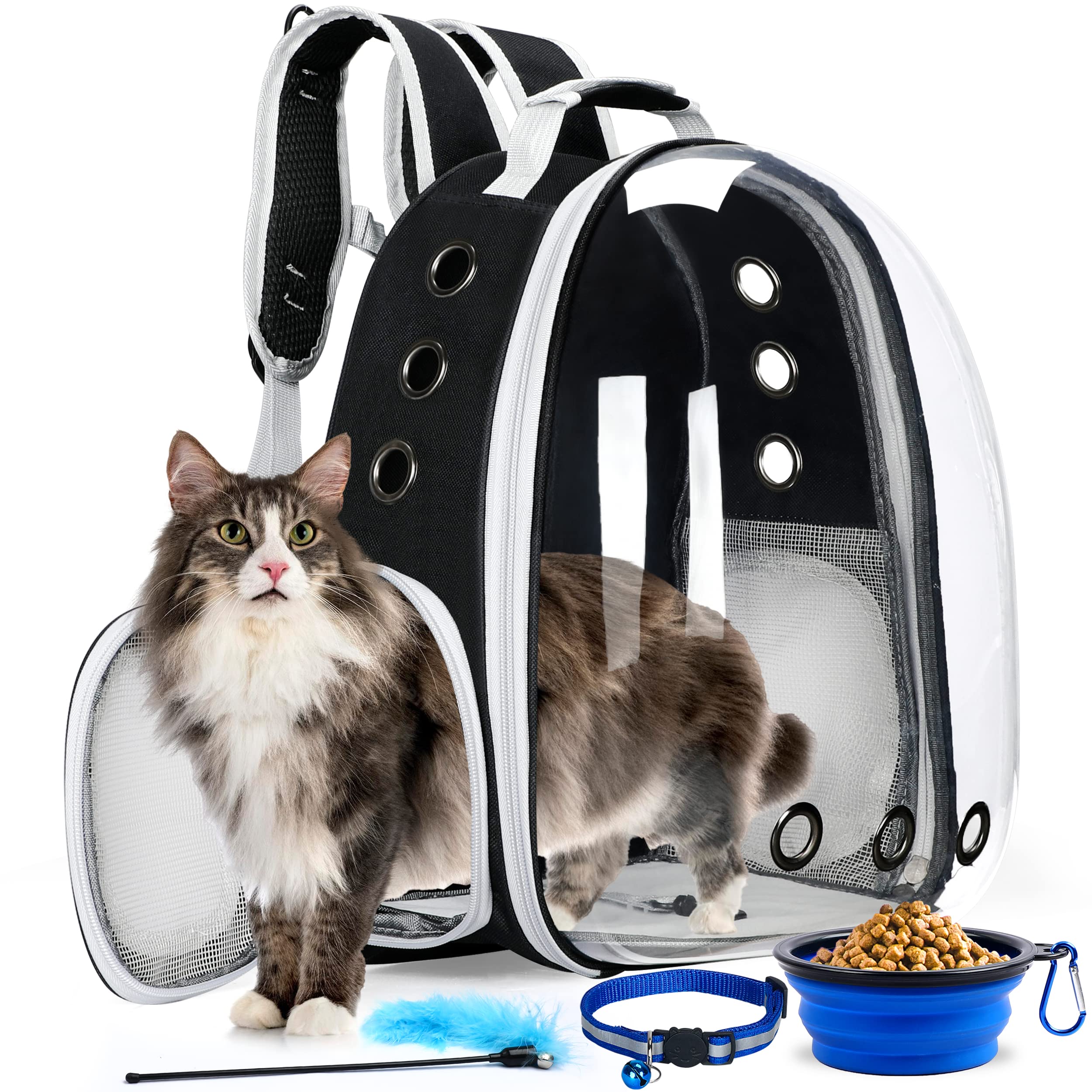 Pawfect Provisions transportín mochila para gato con ventana burbuja para observar durante el viaje