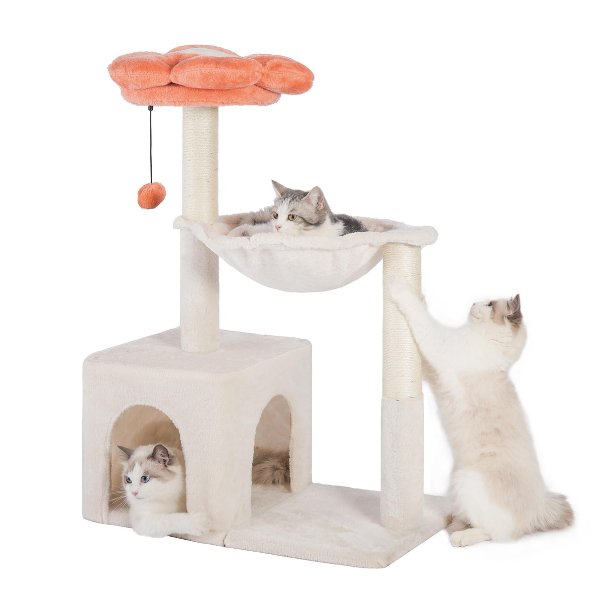 Pawfessor arbol-gato-flor-34pulgadas, estructura estable para gatos grandes.