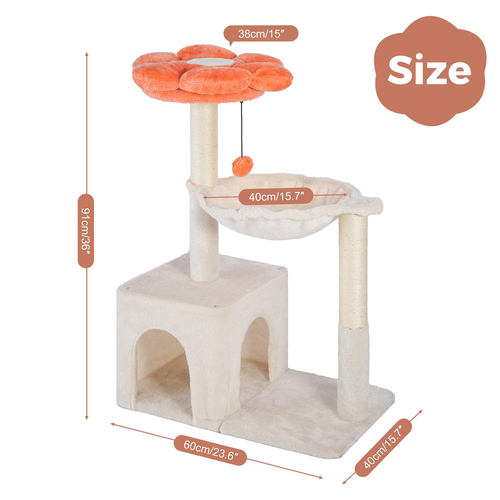Pawfessor arbol-gato-flor-base-antideslizante, sujeción segura al subir.