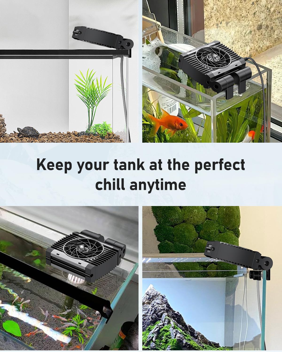 Pawfly enfriador de acuario ayuda a mantener temperaturas estables en verano.