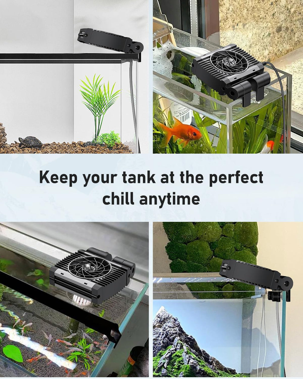 Pawfly enfriador de acuario ayuda a mantener temperaturas estables en verano.