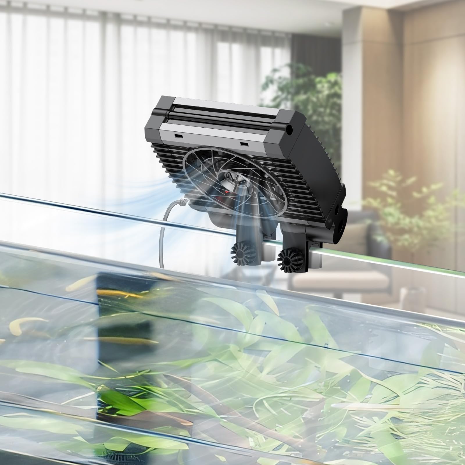 Pawfly enfriador para acuario: ventilador silencioso para tranquilidad del tanque.