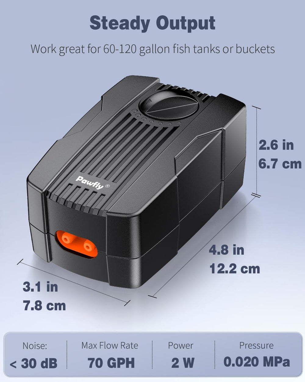 Pawfly Bomba de Aire para tanques 60-120 galones