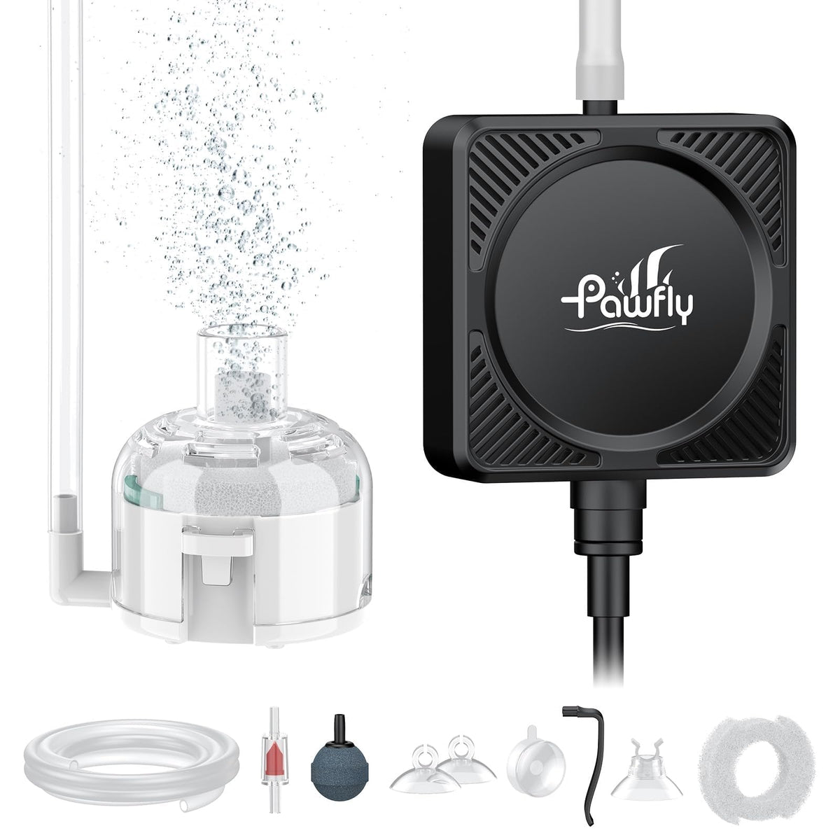 Pawfly bomba de aire mini, burbujas finas para oxigenación suave en acuario.