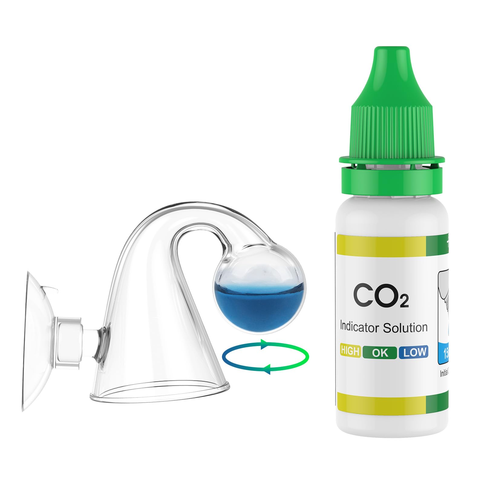 Pawfly CO₂ drop checker con tubo de vidrio curvo para lectura estable de CO₂