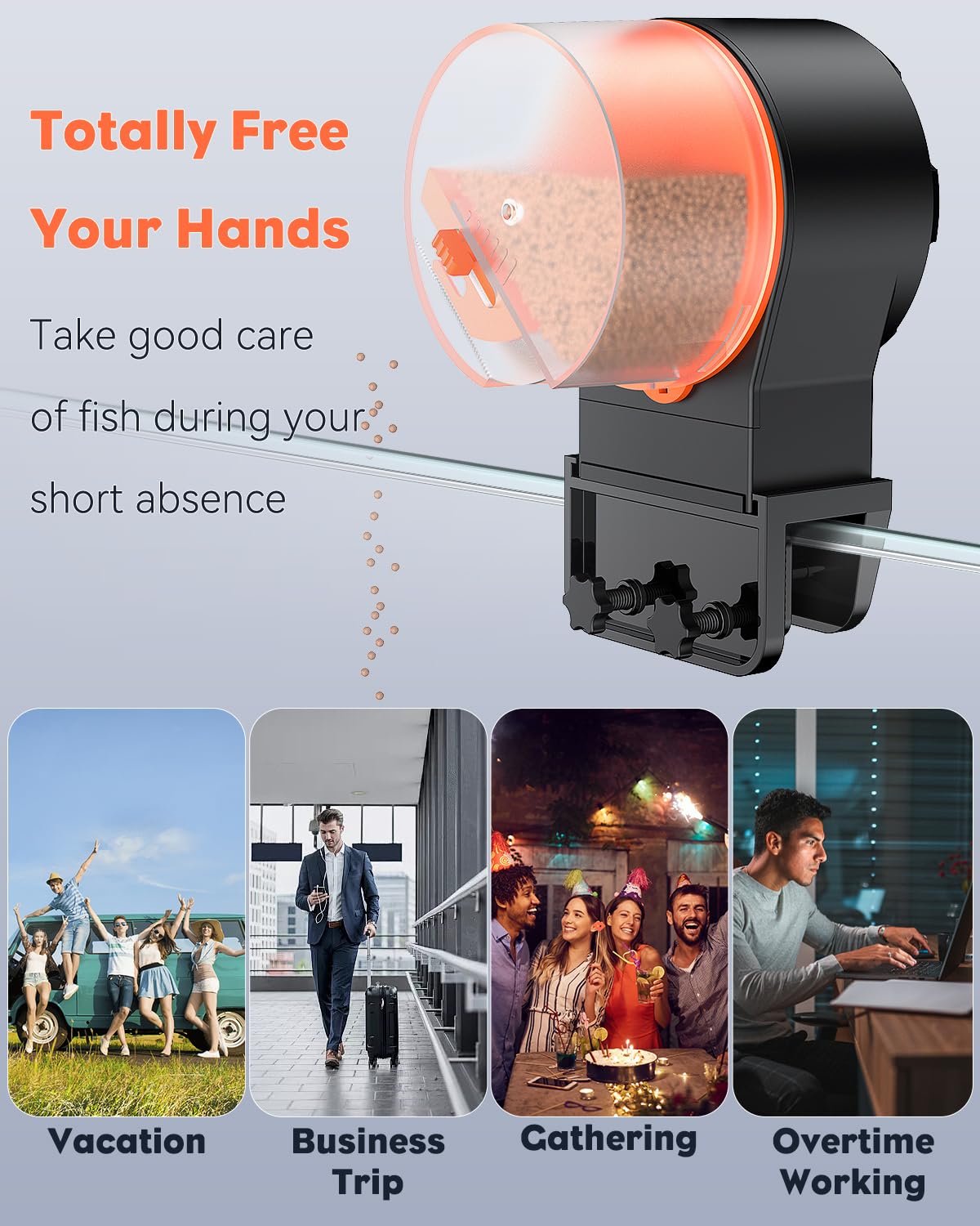 Pawfly dispensador para gránulos y tiras de comida seca.