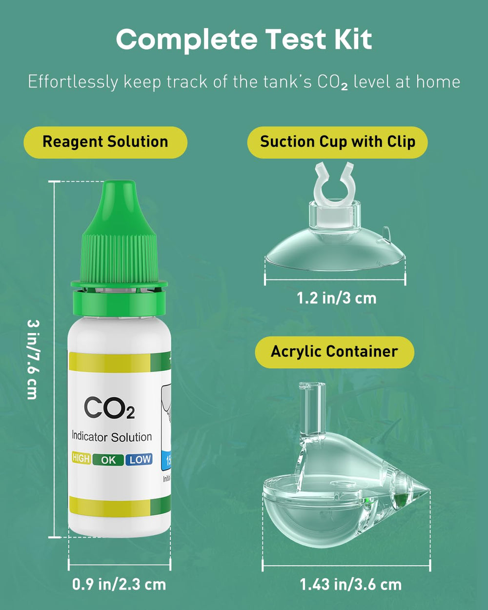 Envase cristal en forma de lágrima de Pawfly para lectura de CO2.