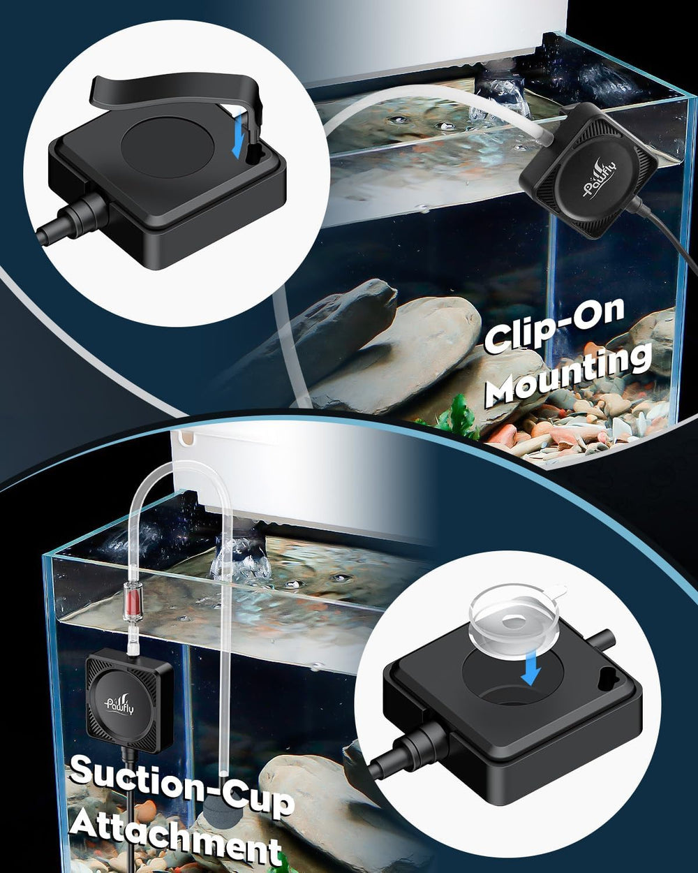 Pawfly esponja filtro biologico, captura particulas y mejora la calidad del agua.