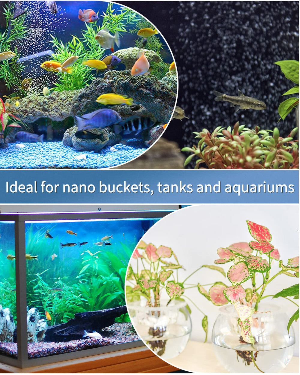 Pawfly Piedra de aire para nano tanques, ideal para acuario compacto.