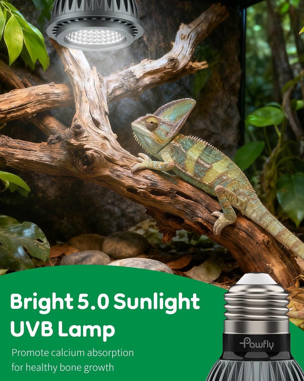 Pawfly UVB Lámpara para reptiles mejora la visibilidad natural