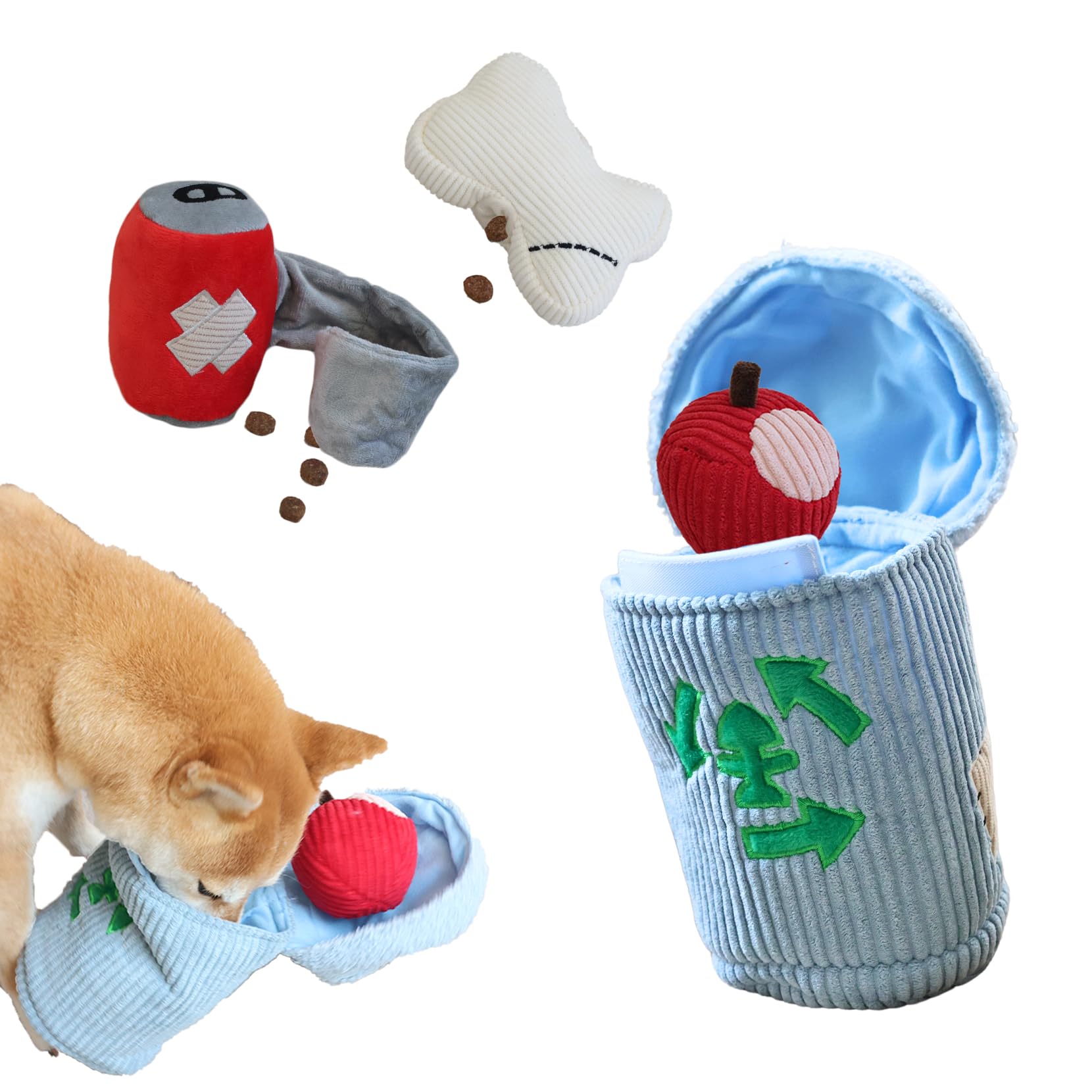 Pawfoo Lab, juguete con lata de basura para juego interactivo y estimulación olfativa.