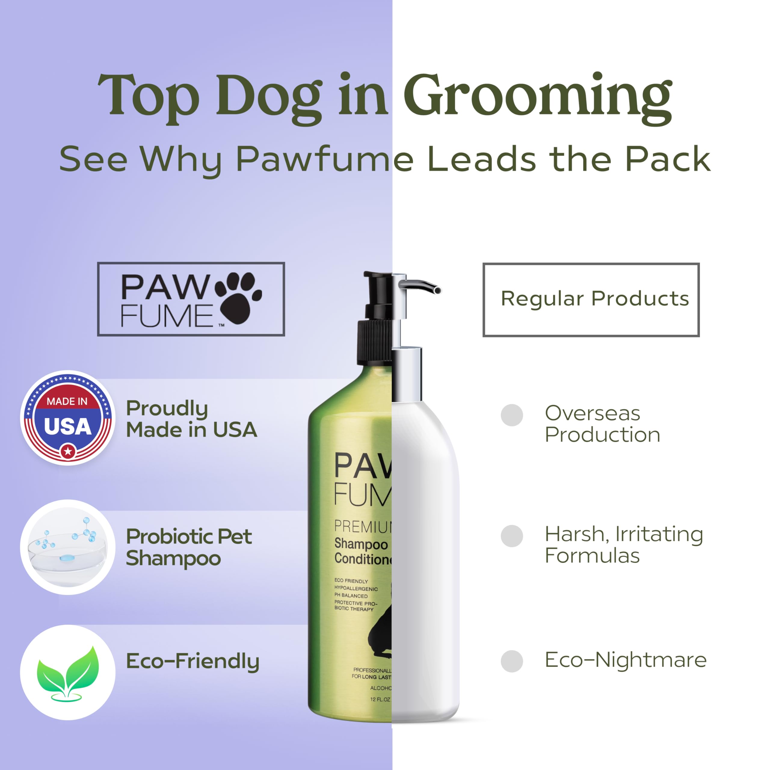 PAWFUME cuidado de piel que calma irritaciones leves en perros.