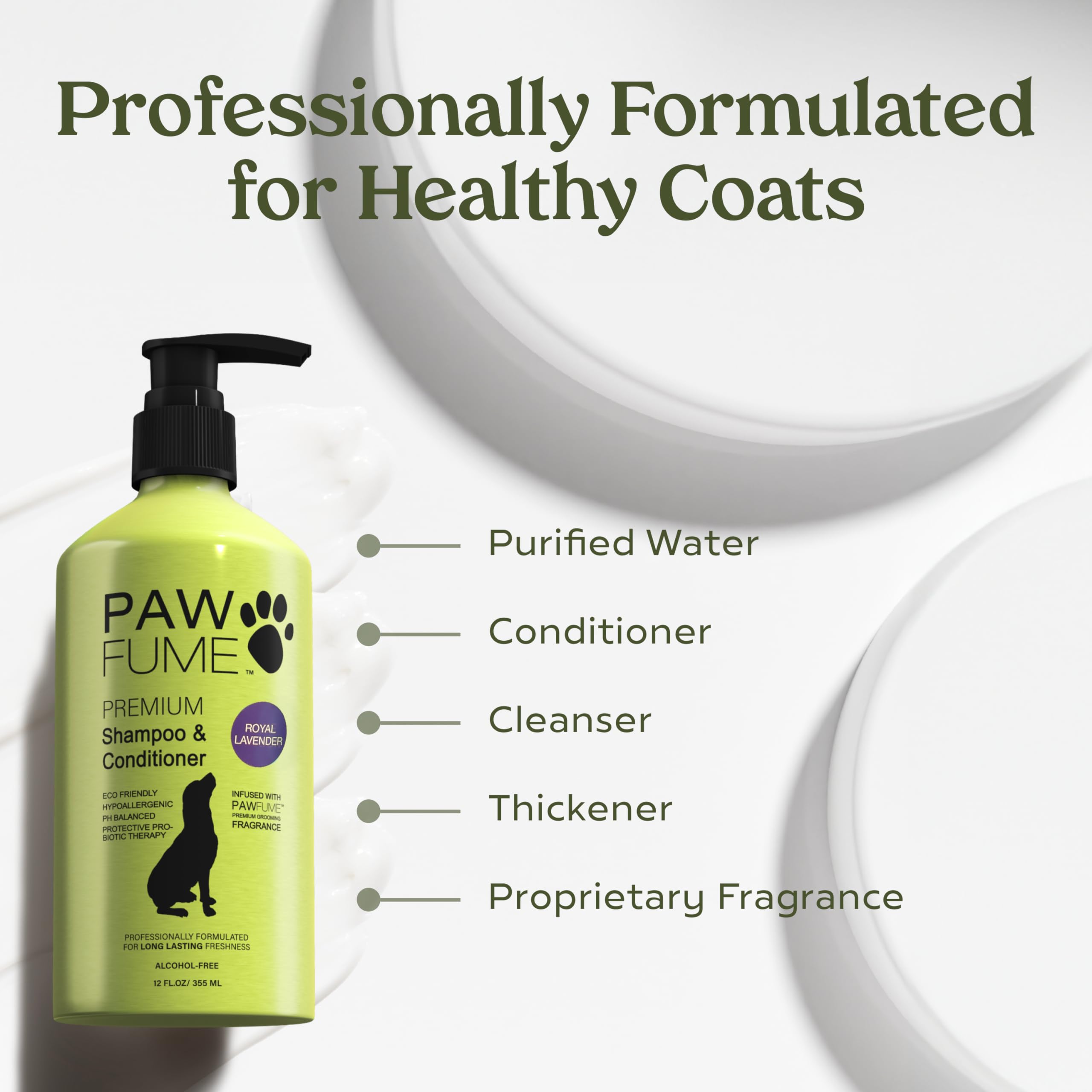 PAWFUME limpieza profunda que elimina olores sin quitar aceites naturales.