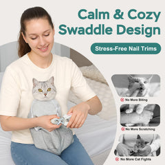 Pawfun envoltura para gato en cepillado y cuidado dental, más cómodo para ambos.
