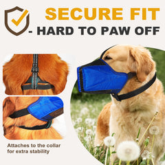 Pawfun Muzzle con cintas reflectantes para mayor visibilidad en la noche.