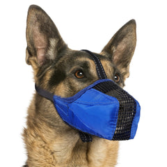Pawfun Muzzle de malla para perro azul, tamaño L, comodidad durante paseos.