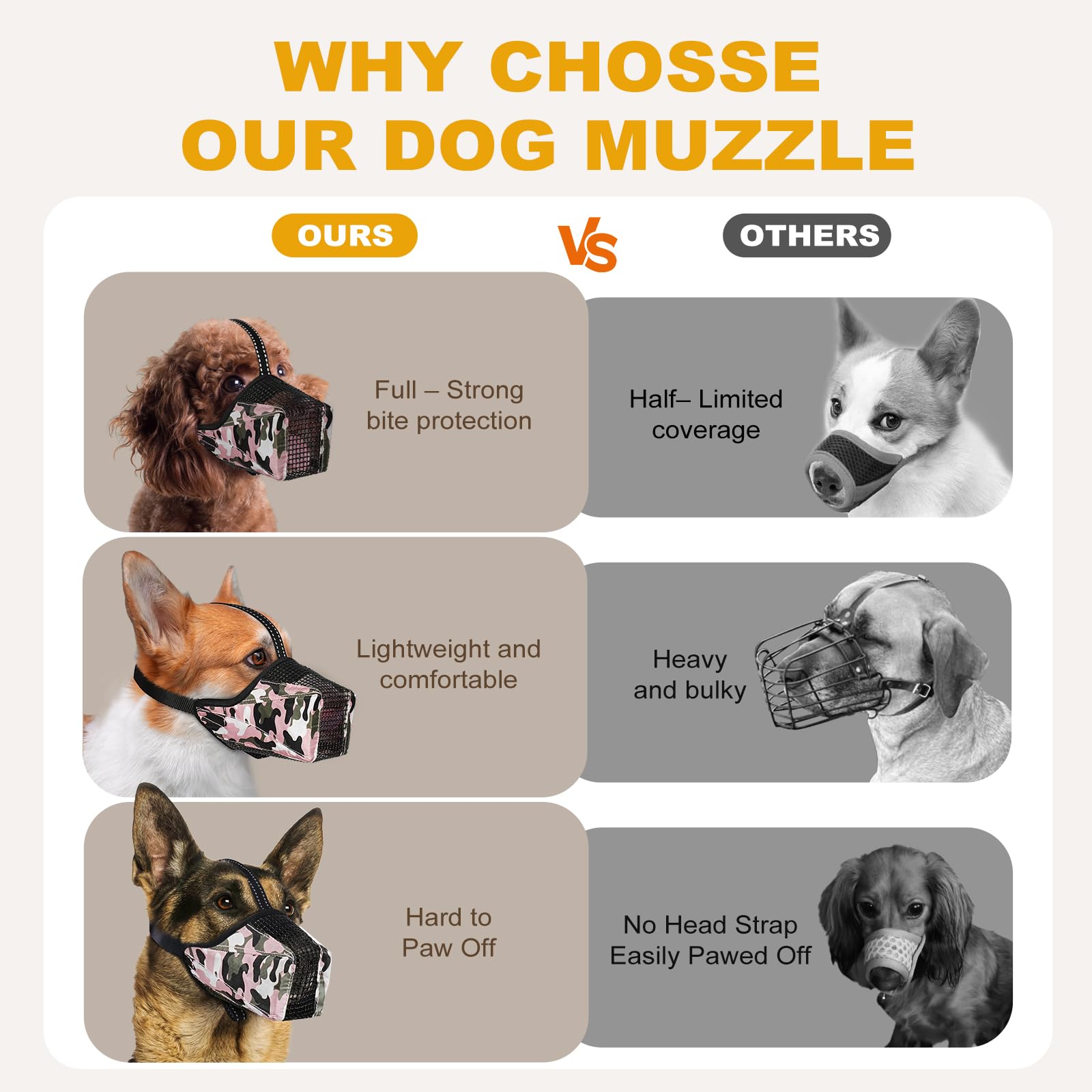 Pawfun Muzzle para perro, correas reflectantes para mayor visibilidad en salidas nocturnas.