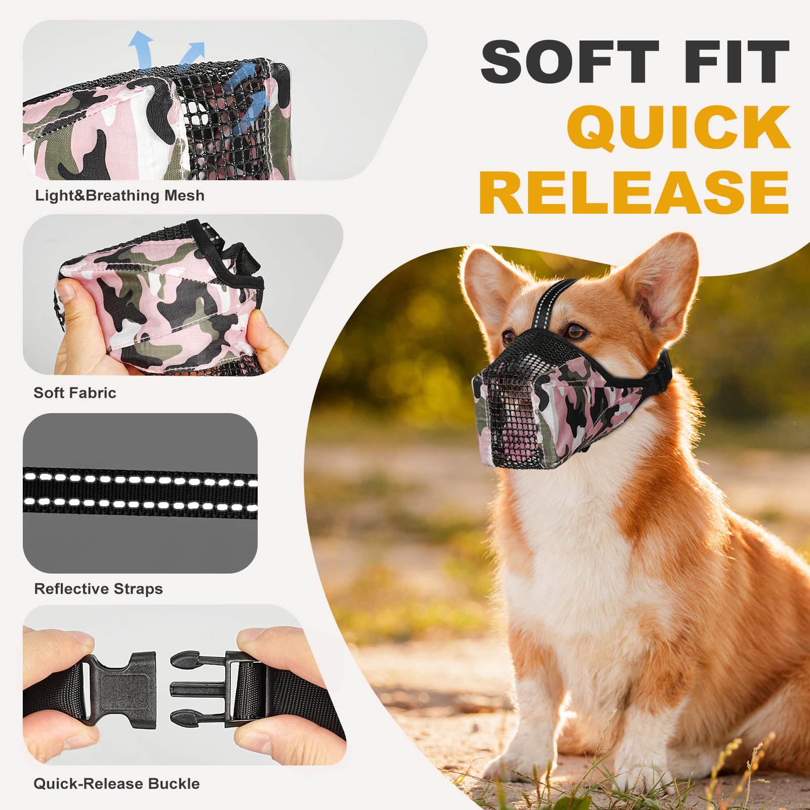 Pawfun Muzzle para perro, nylon reforzado ofrece durabilidad para uso diario.
