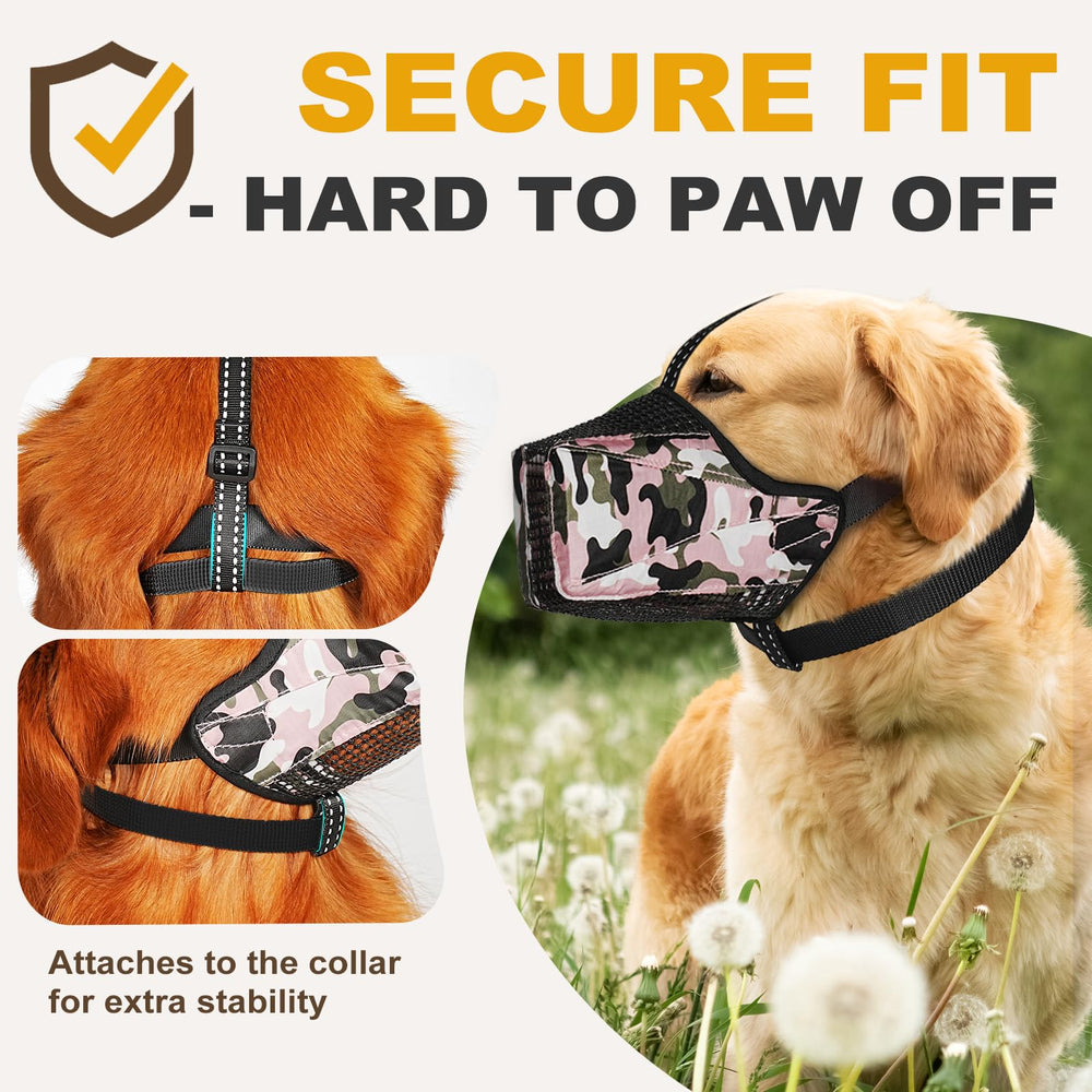 Pawfun Muzzle para perro, malla suave que mantiene al animal fresco durante el uso.